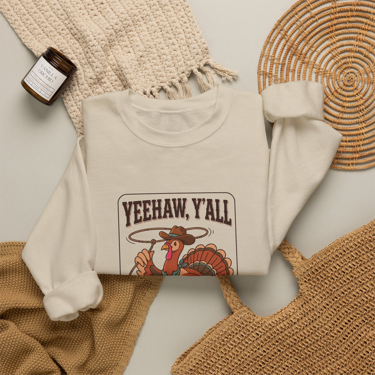 Yeehaw Y’all Thanksgiving Sweatshirt – Western Turkey Crewneck