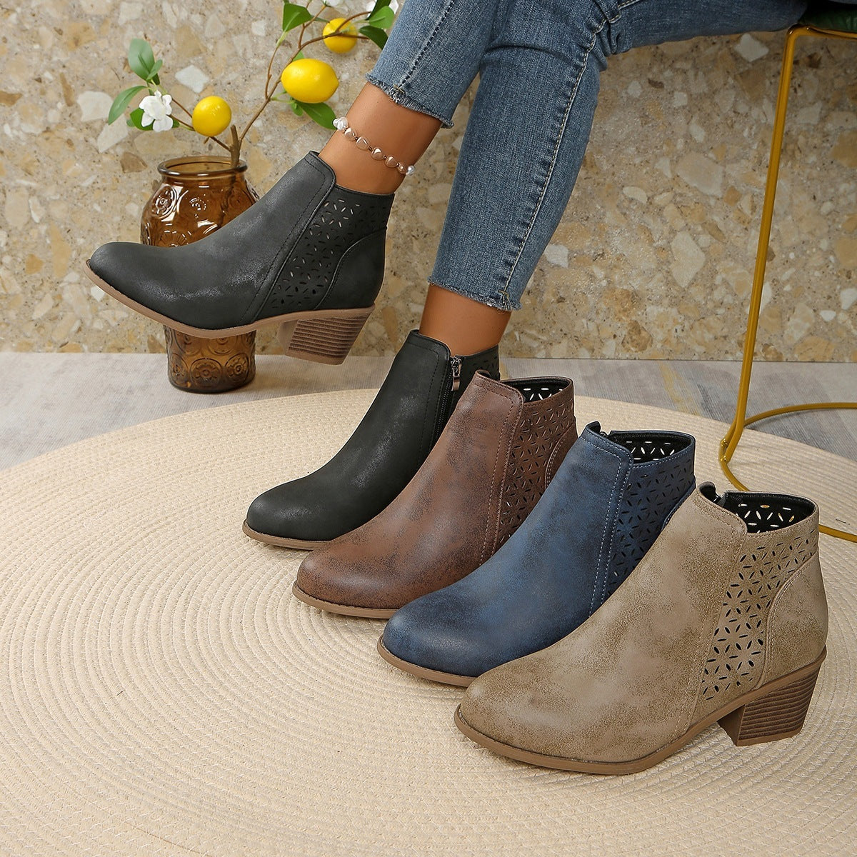 Prairie Nights Cutout Ankle Boots
